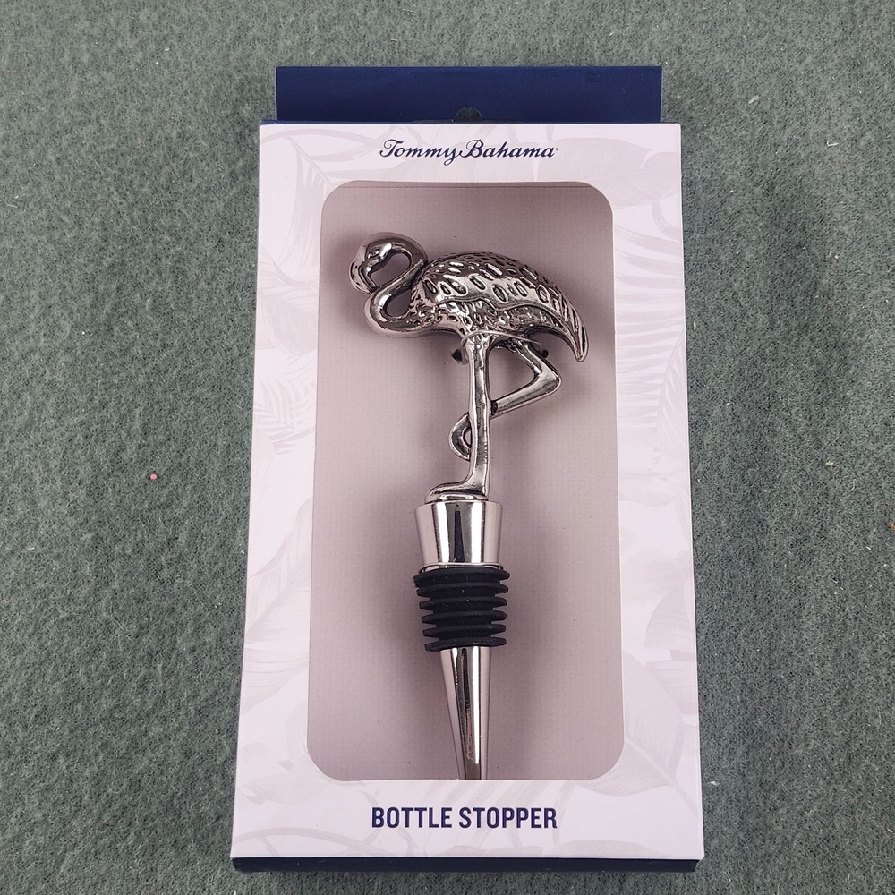 Tommy Bahama Wine Bottle Stopper Flamingo Silver Island Living Home  NEW